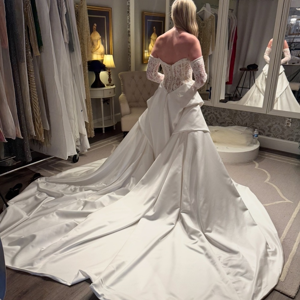 Custom Andre Soriano Elegant White Bridal Gown with Lace Details